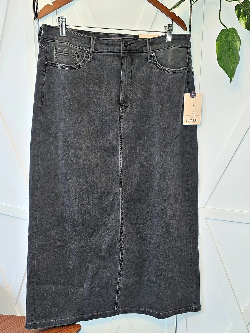 New NYDJ Hollywood High Waist Denim Skirt Denim Maxi Skirt Size 12 NWT